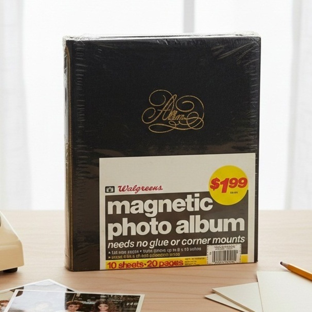 NWT Vintage Walgreens‎ Magnetic Photo Album 20 Page Black Faux Leather 80s 90s